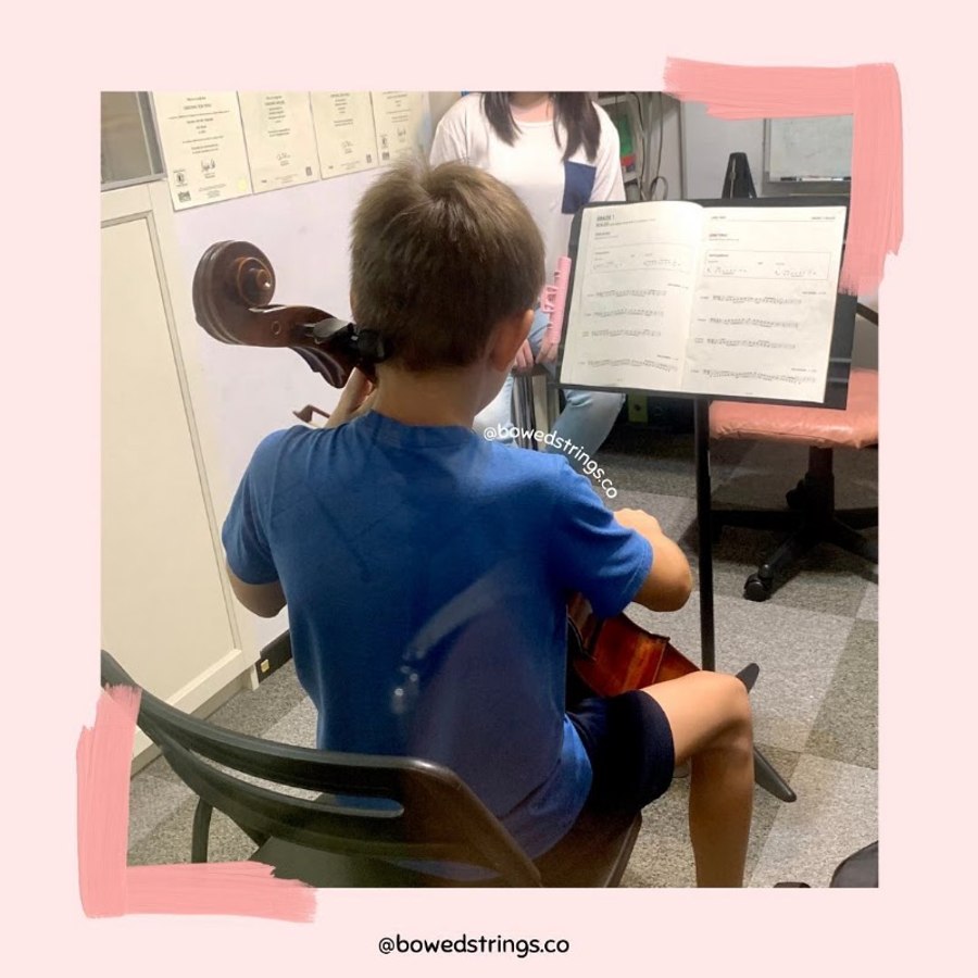 A student mid-lesson at Bowed Strings